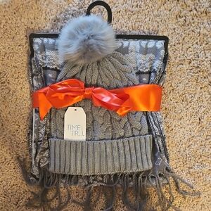 Time and Tru Gray Knit Pom-Pom Hat